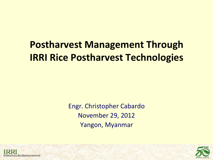 postharvest management through