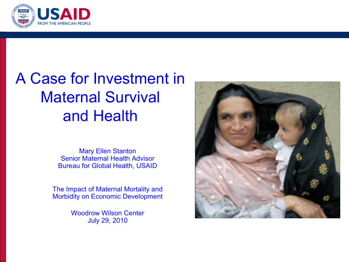 a case for investment in maternal survival and health