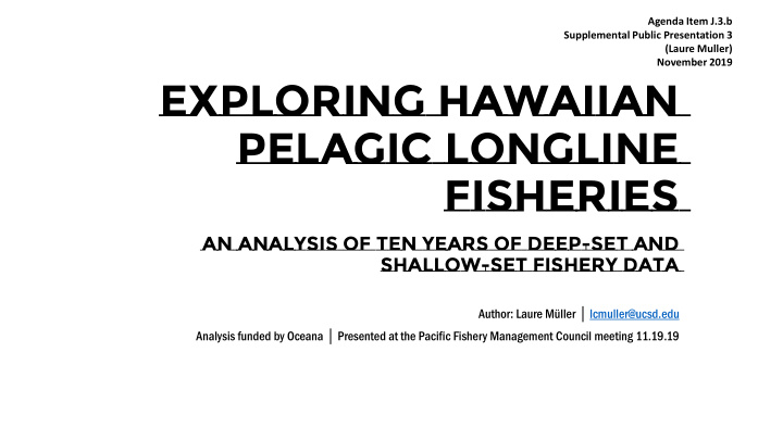 exploring hawaiian pelagic longline fisheries