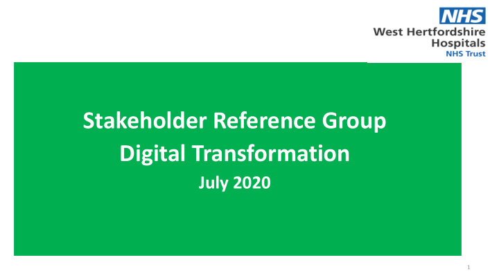 stakeholder reference group digital transformation july