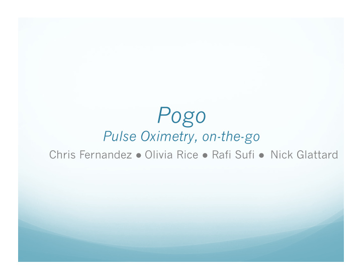pogo pulse oximetry on the go