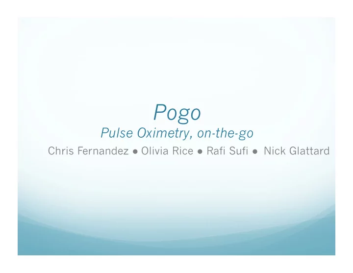 pogo pulse oximetry on the go