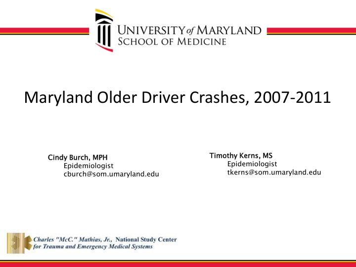 maryland older driver crashes 2007 2011