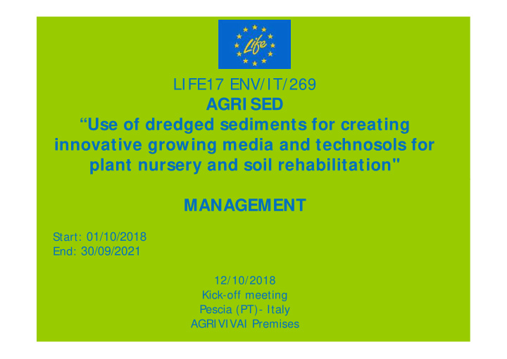 agri sed use of dredged sediments for creating innovative