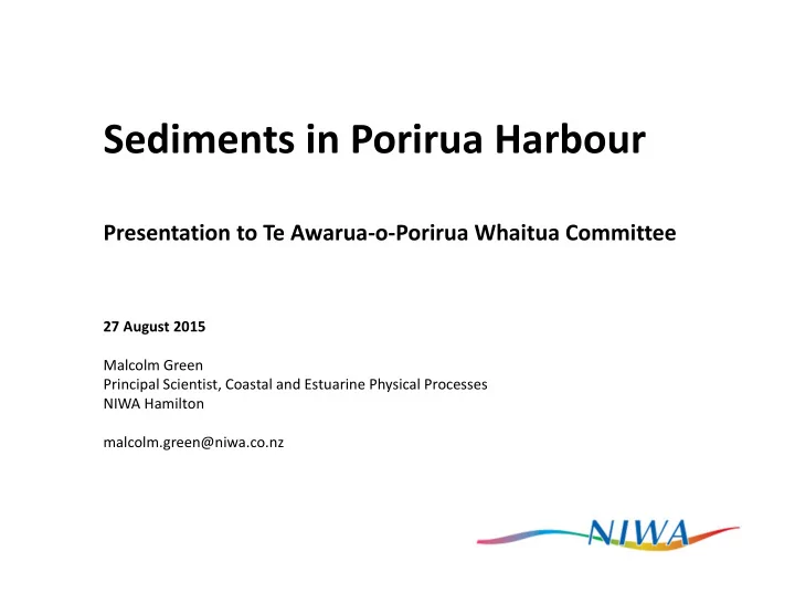 sediments in porirua harbour