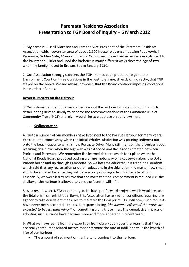 paremata residents association