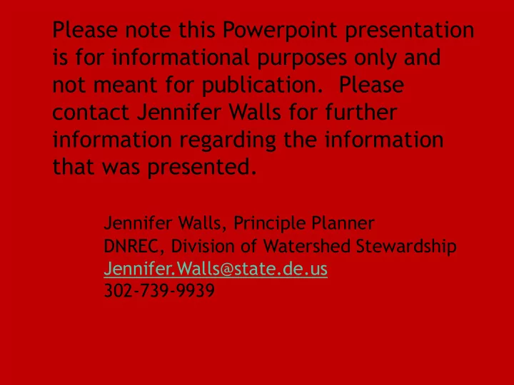 jennifer walls principle planner dnrec division of