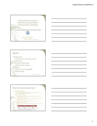 Agenda  Whole Group  Text Structure, Importance &amp; Use  Small Groups  Primary