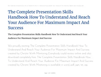 The Complete Presentation Skills  Handbook How To Understand And Reach  Your Audience For Maximum