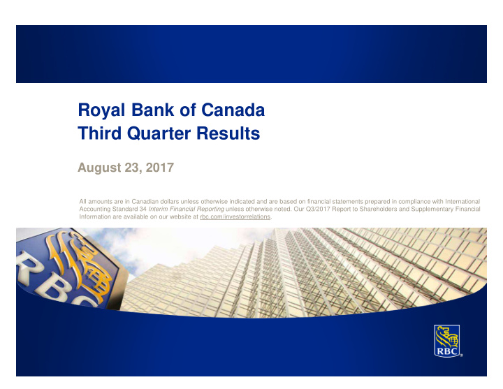 royal bank of canada third quarter results