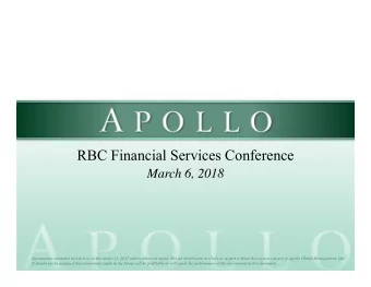 RBC Financial Services Conference  March 6, 2018  Information contained herein is as of December