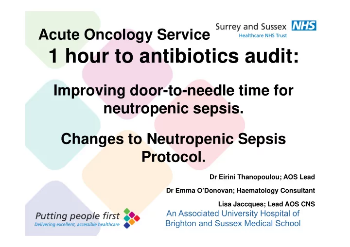 1 hour to antibiotics audit