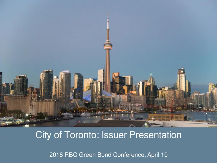 city of toronto issuer presentation