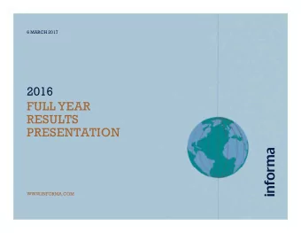 2016  FULL YEAR  RESULTS  PRESENTATION  WWW  .INFORMA.COM  DISCLAIMER  This presentation contains