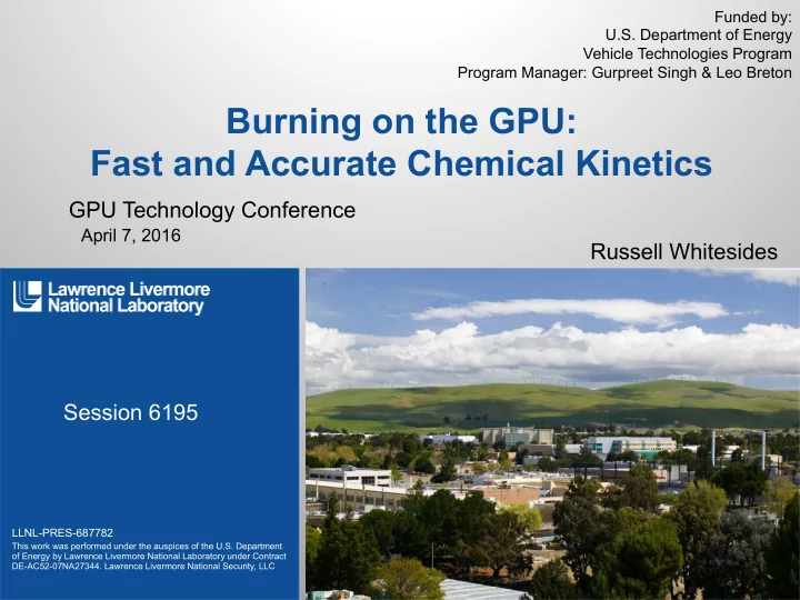 burning on the gpu fast and accurate chemical kinetics