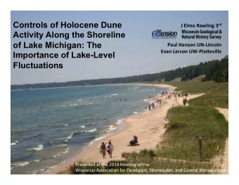 Controls of Holocene Dune J  Elmo  Rawling  3 rd       Activity Along the Shoreline