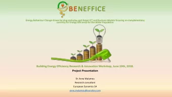 Building Energy Efficiency Research &amp; Innovation Workshop, June 19th, 2018.  Project