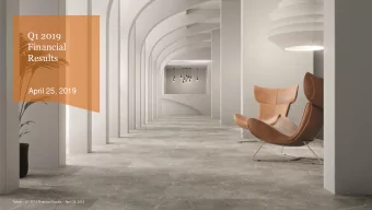 Results  April 25, 2019 Tarkett  Q1 2019 Financial Results  April 25, 2019  1  Q1 2019