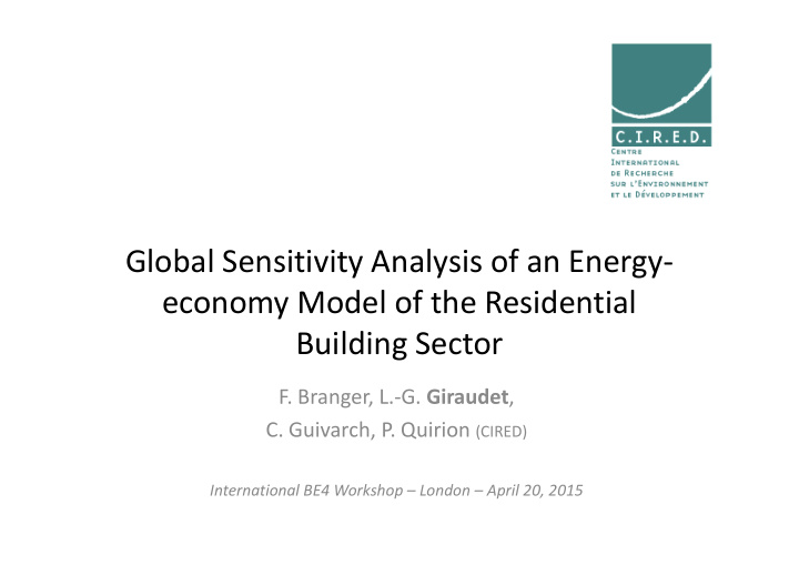 global sensitivity analysis of an energy economy model of