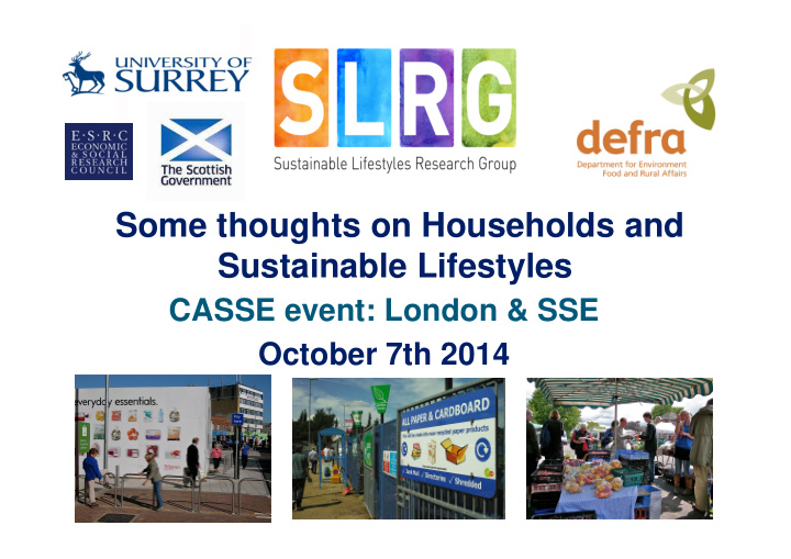 some thoughts on households and sustainable lifestyles
