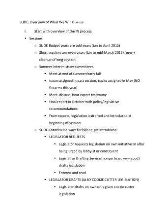 SLIDE:  Overview  of  What  We  Will  Discuss   I.  Start  with