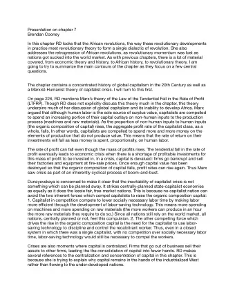 Presentation on chapter 7 Brendan Cooney  In this chapter RD looks that the African revolutions,