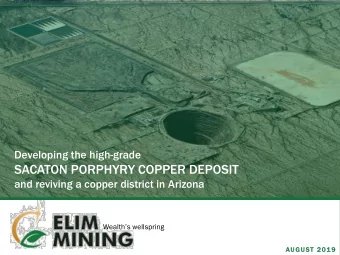 SACATON PORPHYRY COPPER DEPOSIT  and reviving a copper district in Arizona  Wealths wellspring