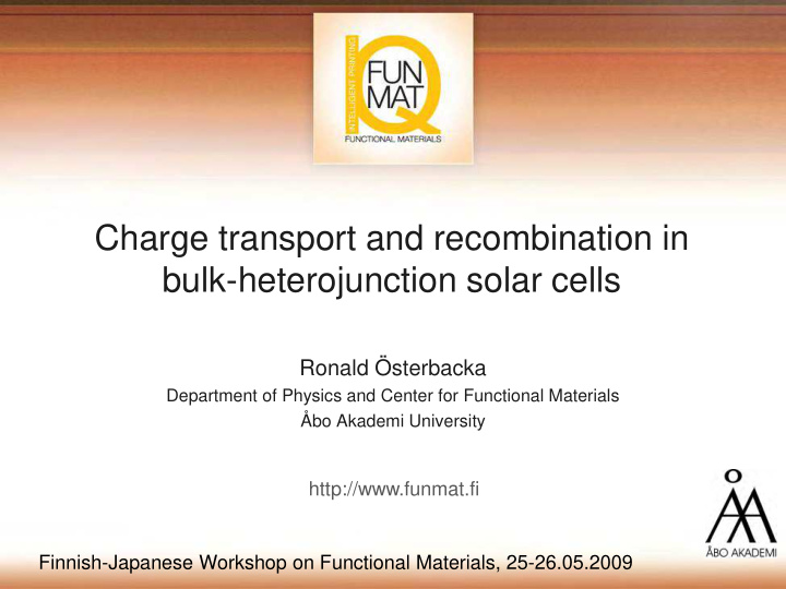 charge transport and recombination in
