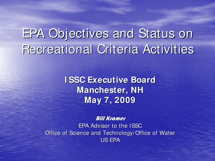 epa objectives and status on epa objectives and status on