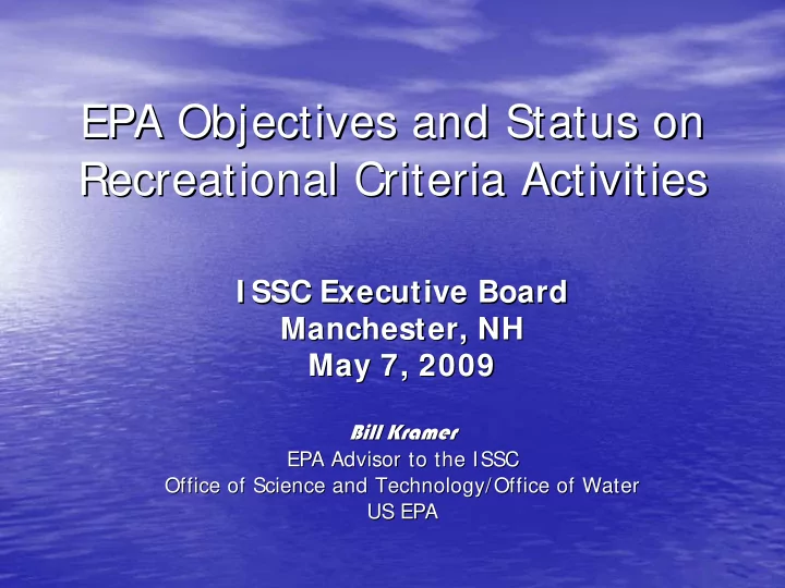epa objectives and status on epa objectives and status on