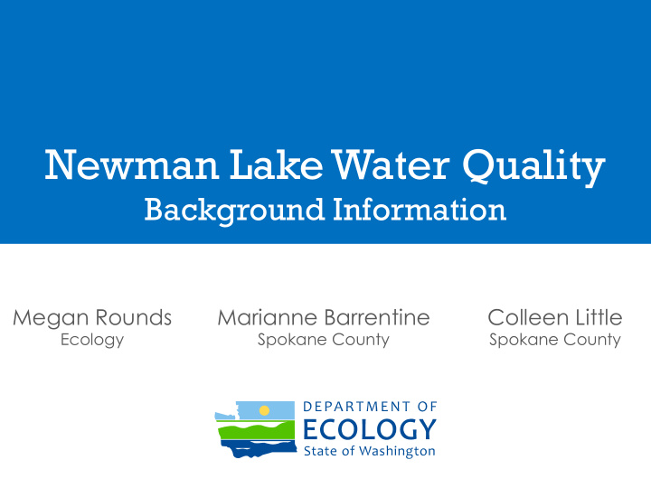 newman lake water quality
