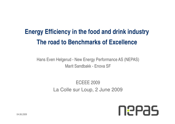 energy efficiency in the food and drink industry energy