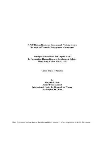 APEC Human Resources Development Working Group  Network on Economic Development Management