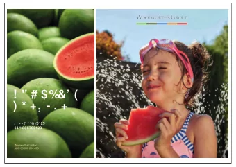 COMPANY  RESULTS  FULL YEAR 2017  23 August 2017  Woolworths Limited  ABN 88 000 014 675  Table of