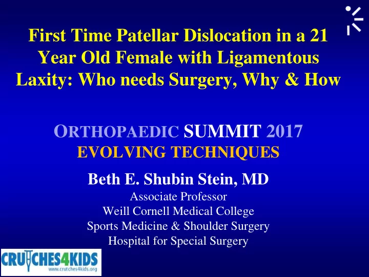 first time patellar dislocation in a 21 year old female