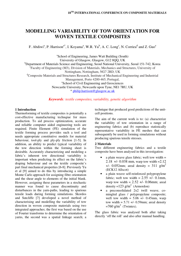 modelling variability of tow orientation for woven