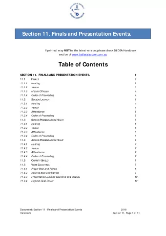 Table of Contents  SECTION 11.  FINALS AND PRESENTATION EVENTS.  1  11.1 F INALS  2  11.1.1