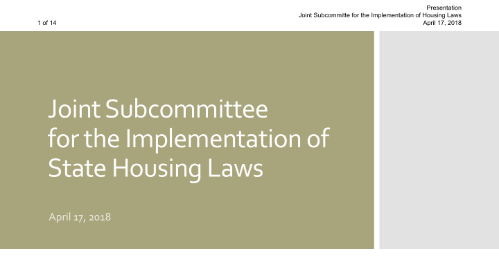 joint subcommittee for the implementation of state