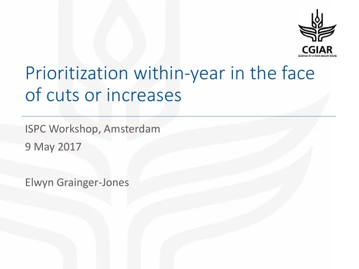 prioritization within year in the face of cuts or
