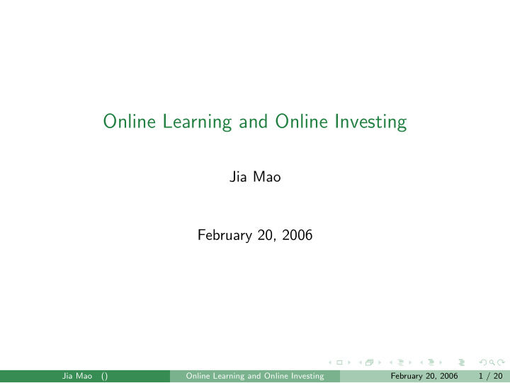 online learning and online investing