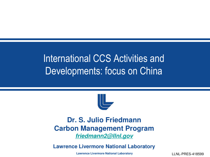 international ccs activities and developments focus on