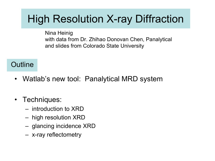 high resolution x ray diffraction