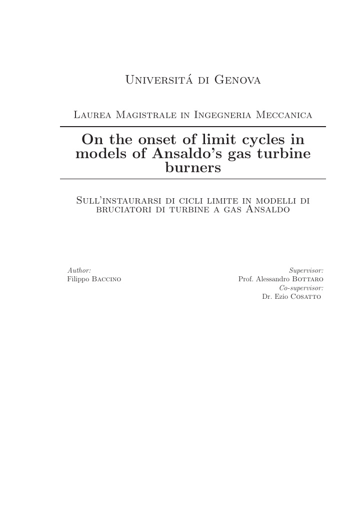 on the onset of limit cycles in models of ansaldo s gas