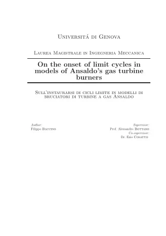 On the onset of limit cycles in  models of Ansaldos gas turbine  burners  Sullinstaurarsi di