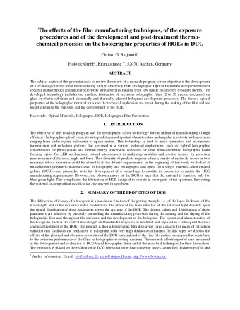 The effects of the film manufacturing techniques, of the exposure  procedures and of the
