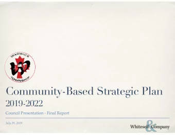 Community-Based Strategic Plan  2019-2022  Council Presentation - Final Report  July 29, 2019