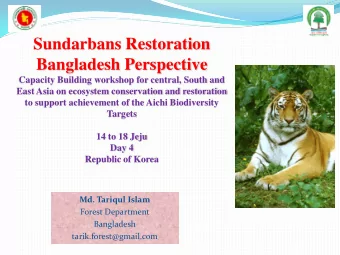 Sundarbans Restoration  Bangladesh Perspective  Capacity Building workshop for central, South and