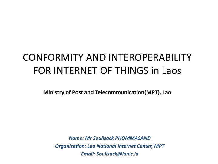 for internet of things in laos