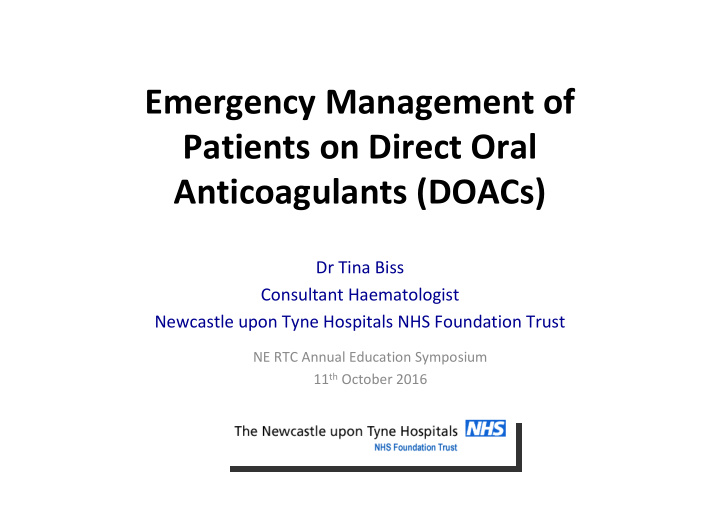 emergency management of patients on direct oral