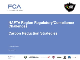 Challenges  Carbon Reduction Strategies  L. Alan Johnston  May 21, 2015  Regulatory Compliance